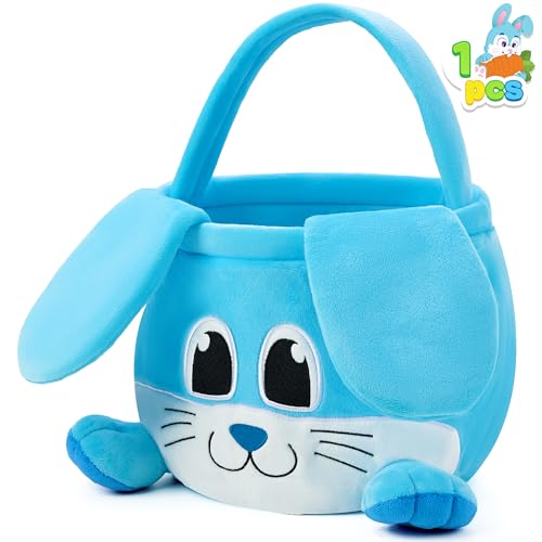 JOYIN Coniglietto pasquale Baske con orecchie pieghevoli, cestino morbido vuoto con manico, regali di Pasqua per neonati, gioco di caccia alle uova per bambini, sacchetto per caramelle, contenitore