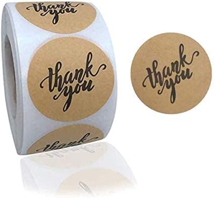 1.5 Inch Kraft Thank You Stickers, 500ps Sealing Stickers Thank You Label Tags for Small Business, Gifts, Weddings, Giveaways, Bridal Showers, Party, Boutiques and Envelope