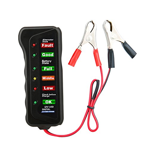 Manfiter Car Battery Tester & Alternator Tester for 12v, Test Battery Condition & Alternator Charging (LED Indication)