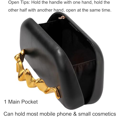 louceko Metal Handle Handbag Detachable Chain Crossbody Shoulder Evening Bag Clutch Purse for Women Formal Wedding Party Prom, PU Leather, Black, 2508 by louceko - Used condition - Image 3