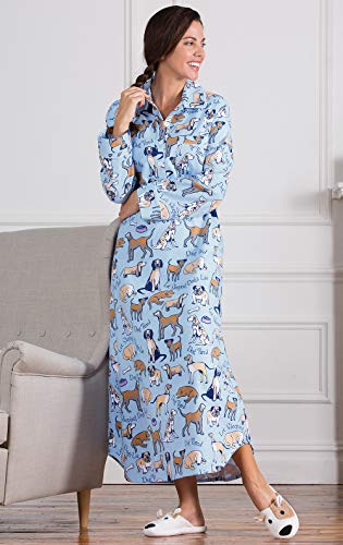 Pajamagram Women's Cotton Flannel Nightgown - Long Nightgown, Blue, M, 8-10 #TOP3