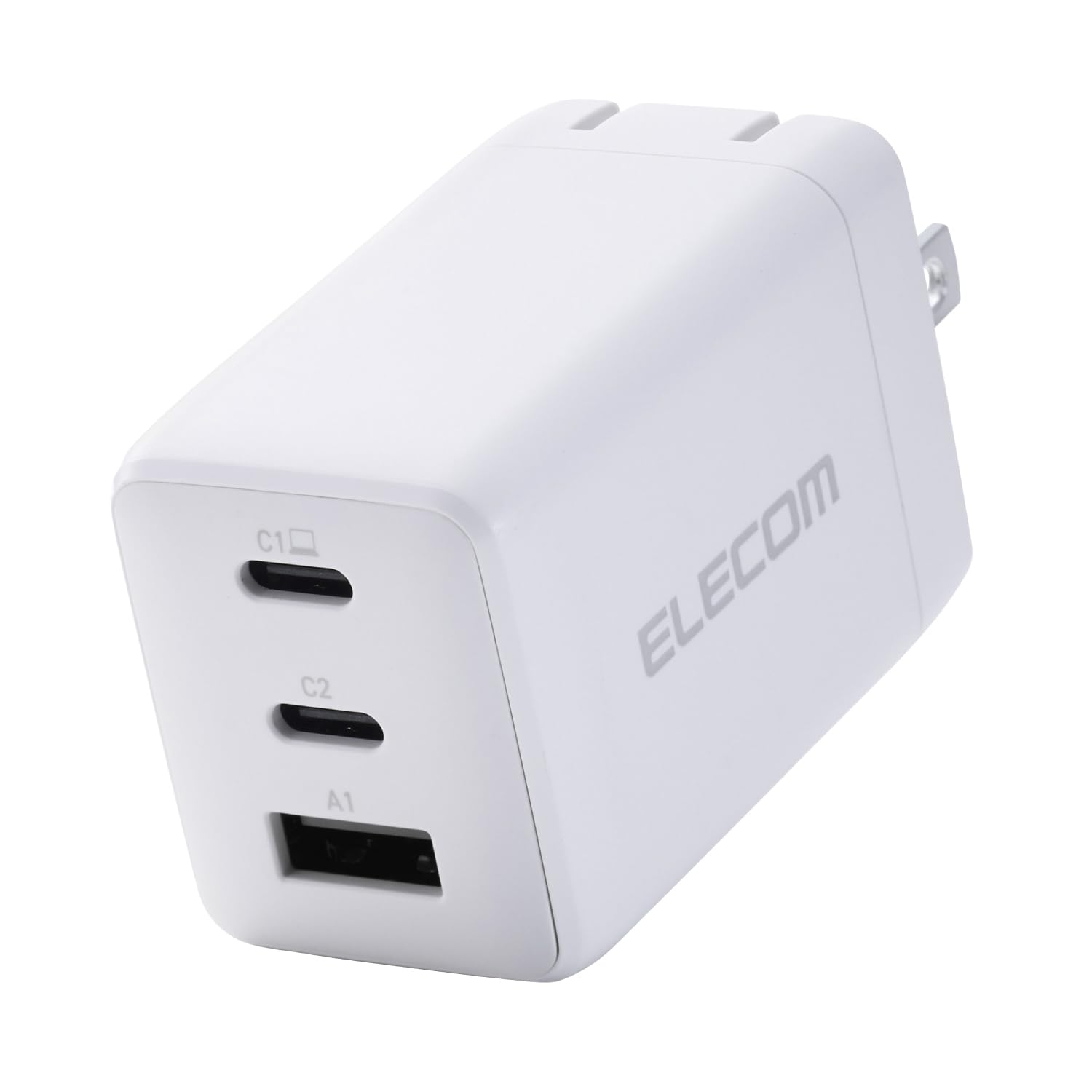 エレコム 充電器 65W 3ポート Type-C USB-A USB PD対応 スイング式プラグ採用 ホワイト EC-AC10367WH - 1