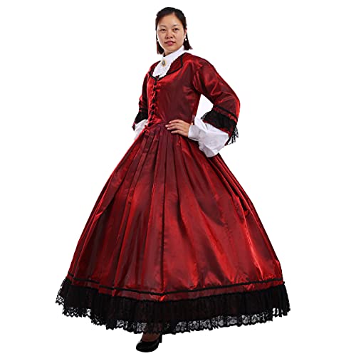 COSDREAMER Womens Renaissance Dress Victorian Edwardian costume Gothic Dress (Wine red, XXL) - Image 4