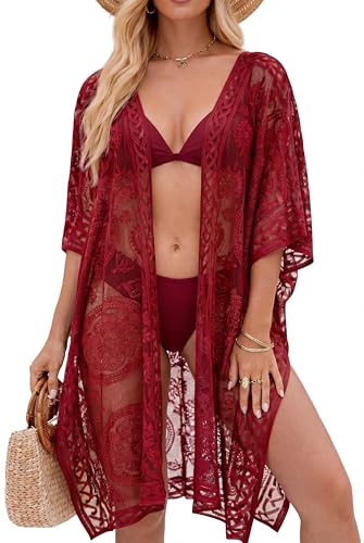 Image of Lace Swimsuit and Bathing Suit Cover Up for Women