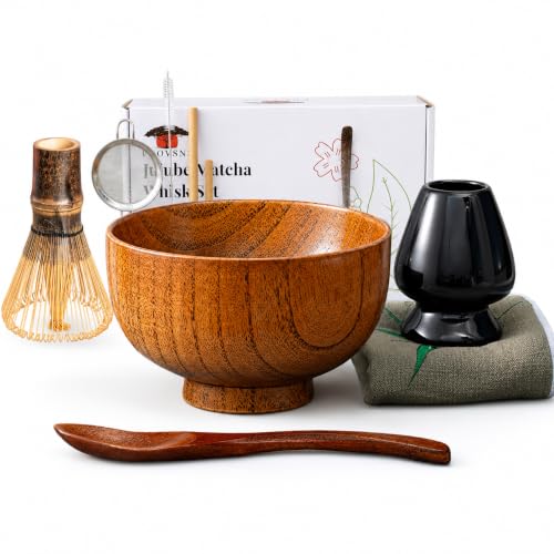 Matcha Whisk Set – Traditional Matcha Tea Kit with Bowl, Whisk & Accessories for Ceremonial or Latte Preparation (Jujube Wood)