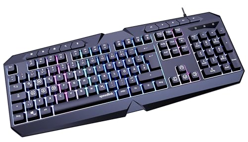 Tastiera da gioco LUDICIUM RGB Rainbow - Tastiera da gioco RGB con cavo, layout tedesco QWERTY, blocco tasti Windows, interruttore WASD, 10 tasti multimediali, cablata, nera - Tastiera gaming - Immagine 1