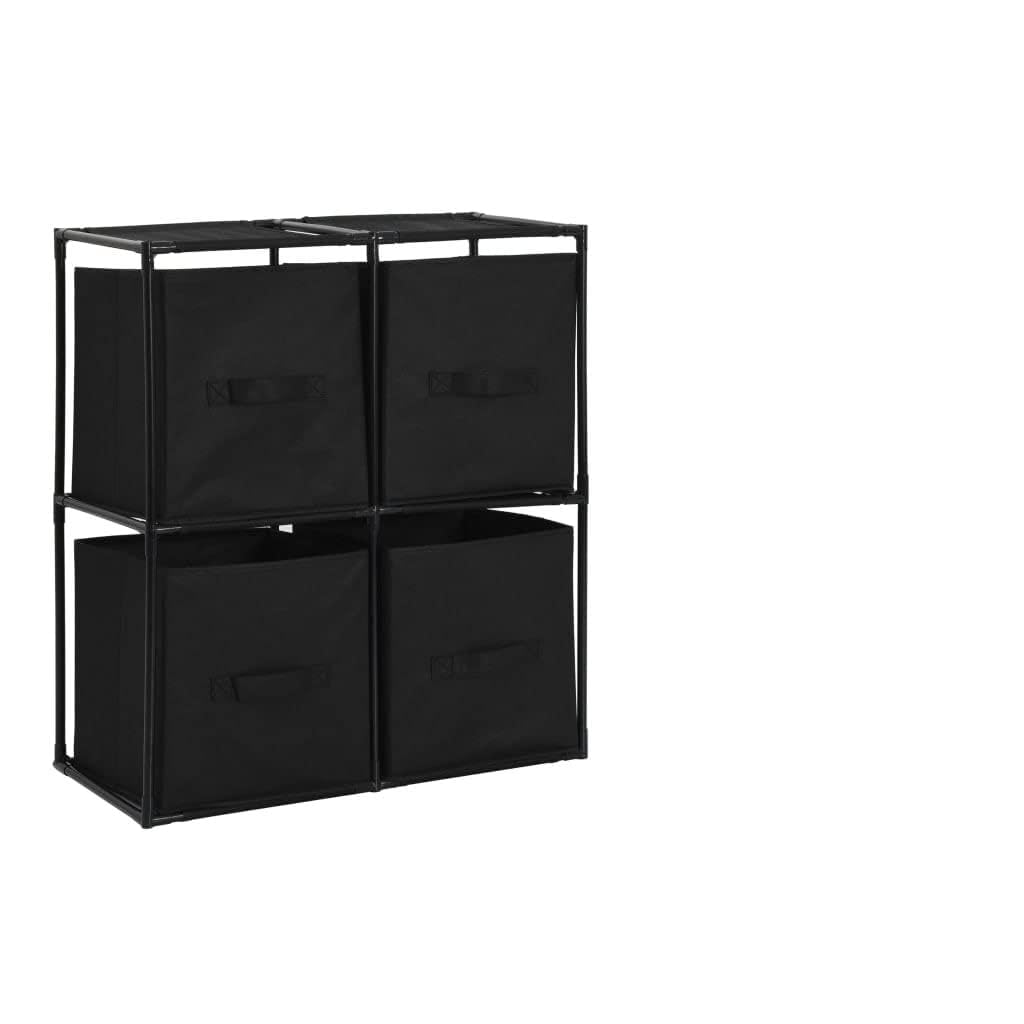 Mobiletto Multiuso Armadietto Autoportante Armadietti e stipi Portaoggetti Armadietto con 4 Cesti in Tessuto Nero 63x30x71 cm Acciaio per la casa, per ragazzi, stanza da letto e ufficio