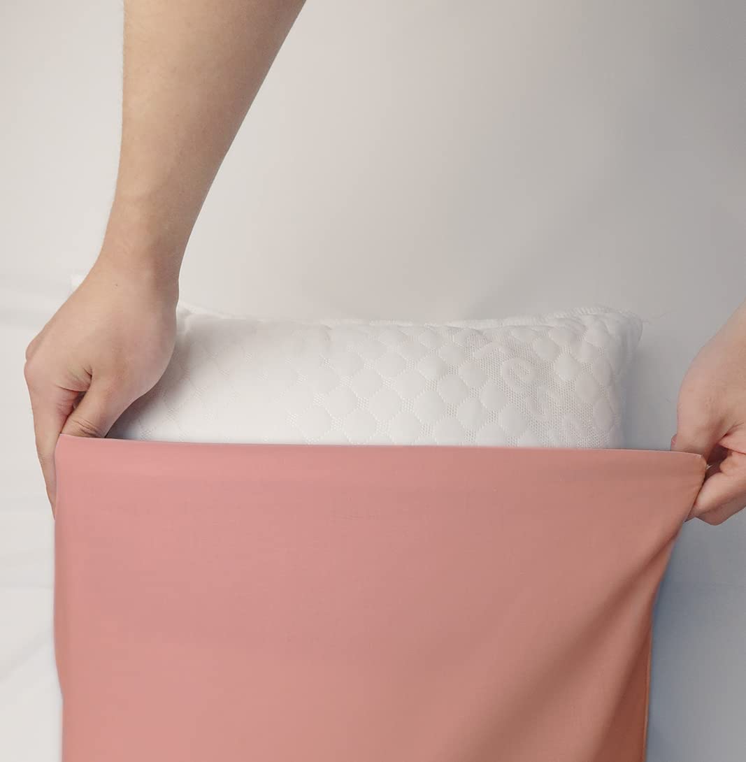 FARFALLAROSSA Coppia di Federe 100% Puro Cotone 60x60 CM, Set di 2 Tessuti per Cuscino Letto Made in Italy, Chiusura a Busta, Tinta Unita, Misura Standard - Cipria