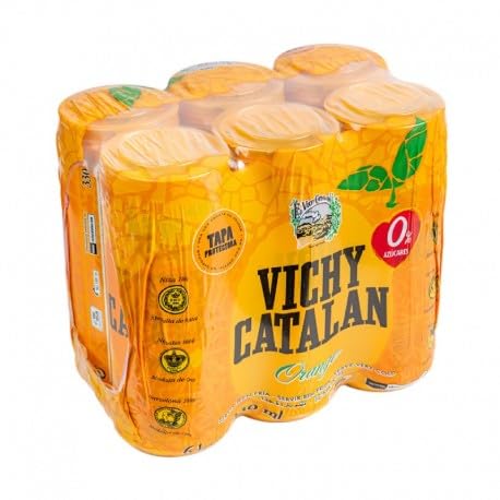 VICHY CATALAN SABORES 0% AZÚCARES (Naranja, 24 Latas)