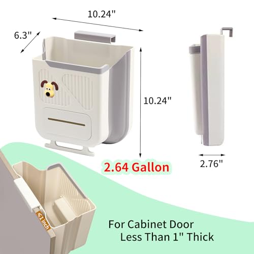 Image of Hanging Trash Can for Kitchen Cabinet Door,2.64 Gallon Collapsible Trash Can,Made of Premium TPR and PP,Ideal for Kitchen and Bathroom, or as A Rv Trash Can and Camping Trash Can