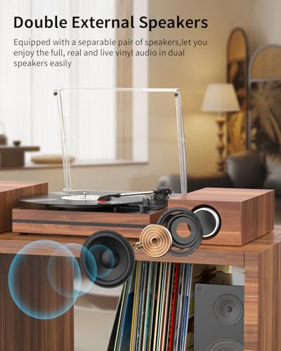 Seasonlife R612 Vintage Record Player With External Speakers Belt-Drive Turntable thumb #2