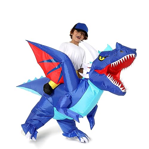Disfraz inflable de dragón para niños 7-10 años miniatura 2