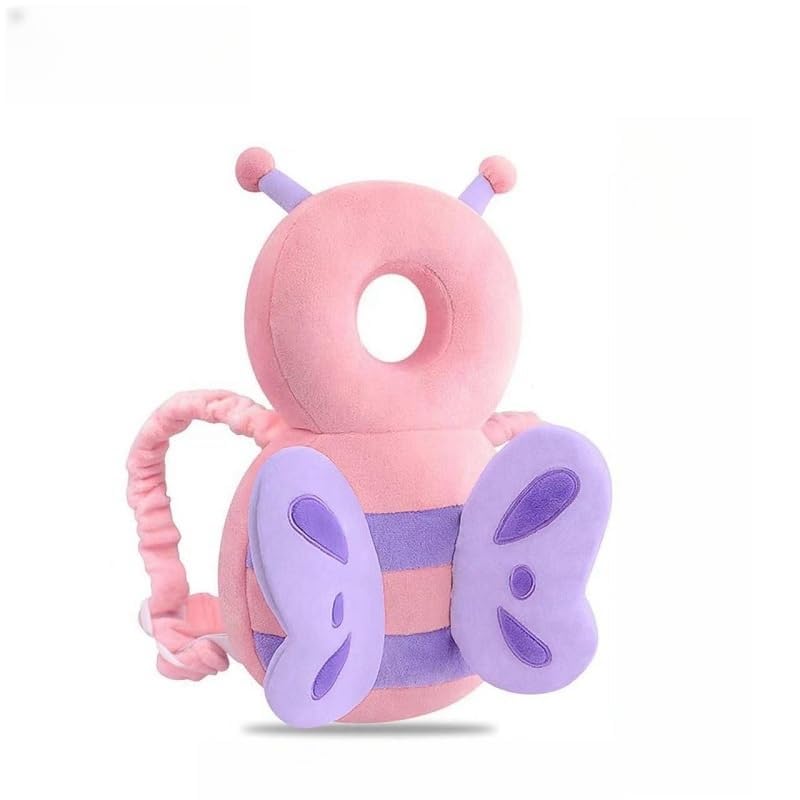 Baby Head Protection Backpack, Adjustable Safety Cushion, Walking Aid for Toddlers, Head Protection Pads Toddlers Walking Children's Head Pillows (Pink Butterfly)