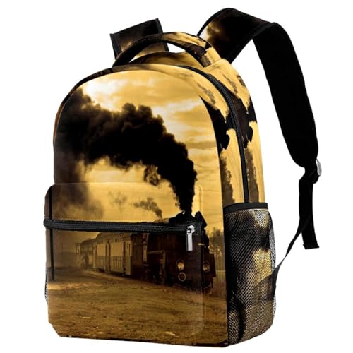 Sac à dos d'école pour ados résistant 29.4x20x40cm train rétro