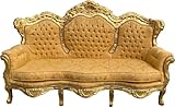 Profundidad aprox.: 81 cm Casa Padrino sofá Barroco de 3 plazas Lord patrón Oro/Oro 184 x 81 x A. 125 cm - Sofá de salón Hecho a Mano en Estilo Barroco - Muebles de salón barrocos