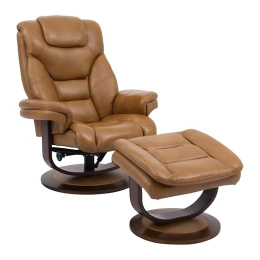Pemberly Row Leather Recliner and Ottoman