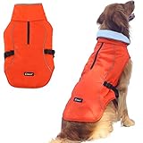 EMUST Dog Winter Coat, Thick Windproof Dog Jacket Winter, Pet Dog Winter Vest for Small/Medium/Large Dog, Orange, XXL