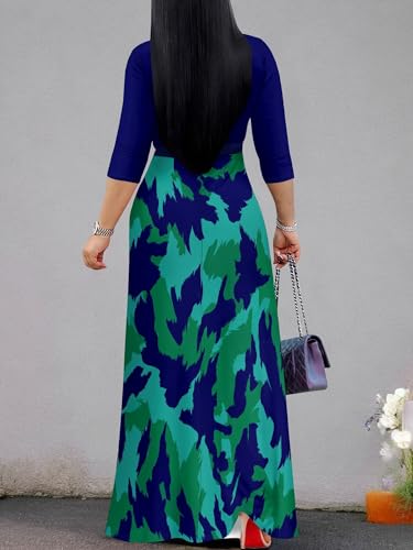 Image of PinkPatty Plus Size Dresses for Curvy Women V Neck Flowy Long Sleeves Wrap Maxi Dress Travel Vacation Outfits
