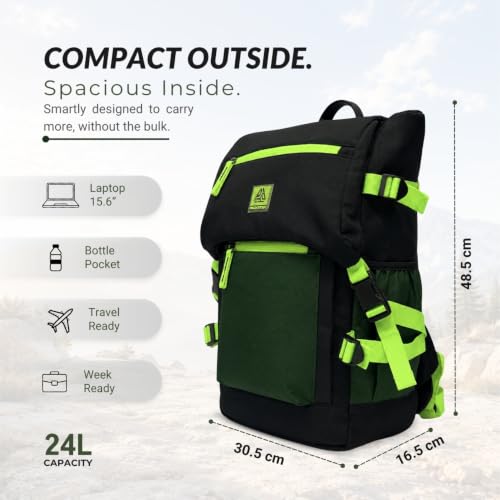 Image of Voyage 24L Backpack for Men & Women with Rain Cover, Green