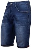 IQONEQ Men's Denim Shorts, Casual Slim Fit, Stretch Jean Shorts with Pockets, Summer Lightweight (UK, Waist, 38, Regular, Regular, Dark Blue)