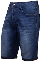 IQONEQ Men's Denim Shorts, Casual Slim Fit, Stretch Jean Shorts with Pockets, Summer Lightweight (UK, Waist, 40, Regular, Regular, Dark Blue)