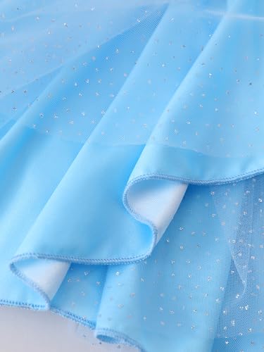 Image of Disney Frozen Elsa Princess Stitch Minnie Girls Ballet Leotards Ruffle Sleeve Shiny Leotard Dance Dress Ballerina Outfit 2-9Y