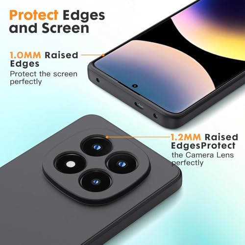 Image of DIZORO Compatible with Mi Redmi Note 15 Pro Plus 5G Back Cover with Upgraded Square Edges for Camera Protection Shockproof Flexible Matte Liquid Silicone Mobile Phone Case - Black