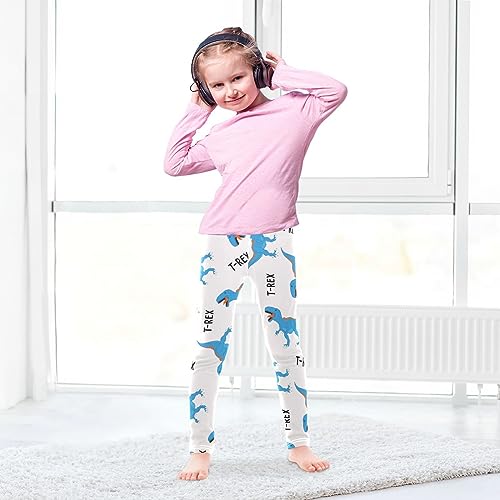 T-rex Dinosaur Girls' Leggings Toddler Doodles Cute Animal Pattern Kids Yoga Pants Dance Active Tights 5T Multi4