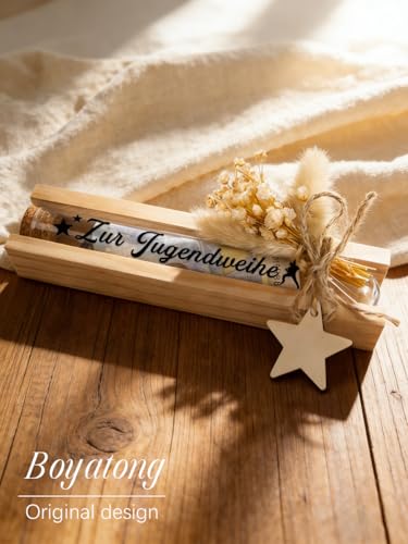 Jugendweihe Geschenke für Mädchen Junge, Stilvolle Geldgeschenke Verpackung Geschenkbox mit Trockenblumen & Karte, Wunscherfüller Geldgeschenk, Tischdeko Jugendweihe Deko