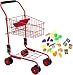 Toy Shopping Cart for Kids and Toddler - Includes Food - Folds for Easy Storage Metal Frame