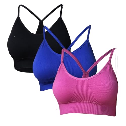 Kit 3 Sutiã Top Nadador Poliamida Bojo Removível Confortável (BR, Alfa, M, Regular, PRETO/BRANCO/CIN