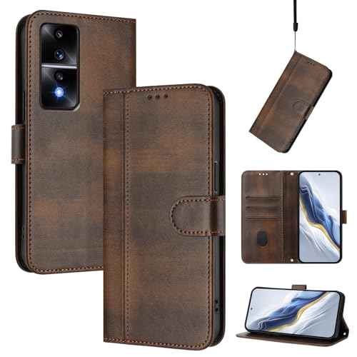 Pzwoxukhov Compatible with Honor 80 GT Case Cover,Compatible with Honor 80 GT with Card Slot,Stand Holder,PU Leather flip Shockproof Case Cover Brown