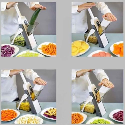 Cortador Fatiador De Legumes E Frutas Em Inox Ralador Manual Profissional Multifuncional 5 em 1 para