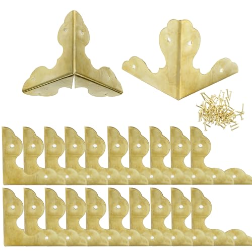 Image of 24PCS 1.3 inch Metal Box Corner Protector, Gold Triangle Edge Decorative Case Corner Edge Guard Protector Metal Cabinet Table Edge Cover