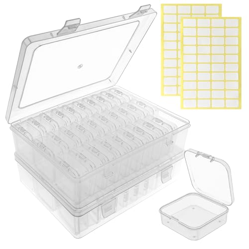 Guyuyii 62 Pcs Portable Bead Organizer - Clear Boxes with Hinged Lids, Perfect for Crafts and Jewelry