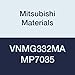 Mitsubishi Materials VNMG332MA MP7035 Coated Carbide VN Type Negative Turning Insert with Hole, Unstable Cutting, Rhombic 35?, 0.375" IC, 0.187" Thick, 0.031" Corner Radius, MA Breaker (Pack of 10)