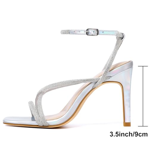 Image of Mostrin Strappy Heels for Women Square Open Toe Lace Up Heeled Sandals Ankle Strap Sexy Stiletto High Heels for Party, Prom, Dating, Wedding