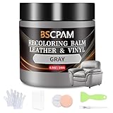 BSCPAM Gray Leather Recoloring Balm,Leather Couch Scratch/Stain Remover,Leather Repair kit for Vinyl Furniture and Car Interior,Leather Dye Paint for Scratched and Faded Leather Couches