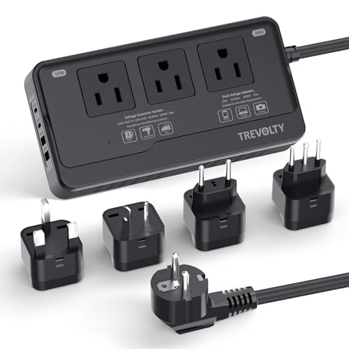 2000W Voltage Converter US to Europe for Hair Dryers, 7-in-1 220V to 110V Converter for European Travel with 3 AC/2 USBA/2 USBC Ports, Universal Power Converter Adapter Combo with EU/UK/IT/AU