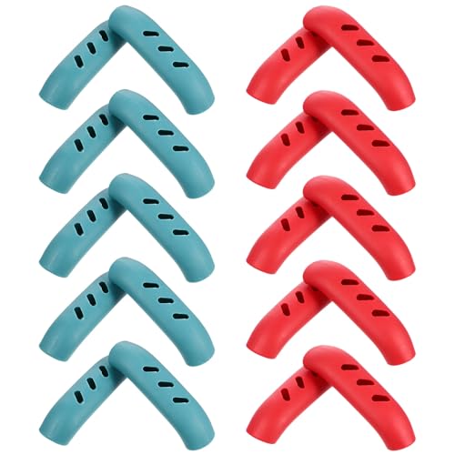 PartyKindom Fundas de Silicona Aislantes para Asas de Ollas Resistentes al Calor, 10 Pares (20 Piezas) en Verde y Rojo, para Sartenes de Hierro Fundido y Utensilios de Cocina, Accesorios