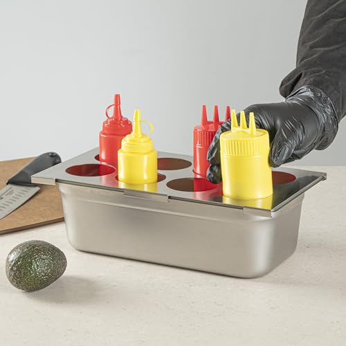 Restaurantware Squeeze Bottle Organizer - 1 Count - 12.795 x 7.087 x 0.394 Inches Stainless Steel Condiment Holder - Pan-Compatible Bottle Holder - Silver by Restaurantware - Image 5