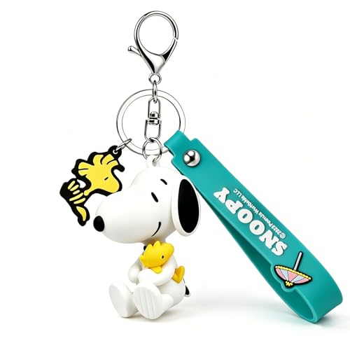 MINISO Snoopy Keychain Plush Peanuts Bag Backpack Handbag Charm Summer Travel Collection Cute Key Chain for Car Keys Birthday Gifts for Girls Boys Women Men Snoopy Fans