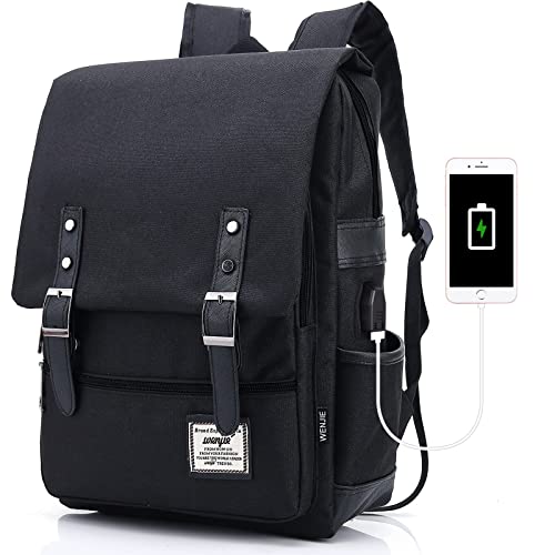 Hasagei Mochila Unisex De Lona Mochila Del Ordenador Portátil Mochila Escolar Vuelta Al Cole, 43x29x13.5cm, Negro Hasagei Mochila Unisex De Lona Mochila Del Ordenador Portátil Mochila Escolar Vuelta Al Cole, 43x29x13.5cm, Negro