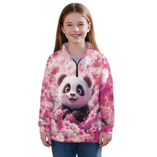 AFPANQZ Girls Pullover Sweatshirt 1/4 Zip Cropped Long Sleeve Sweatshirts with Stand Collar, Kids Girls Trendy Fall Clothes2