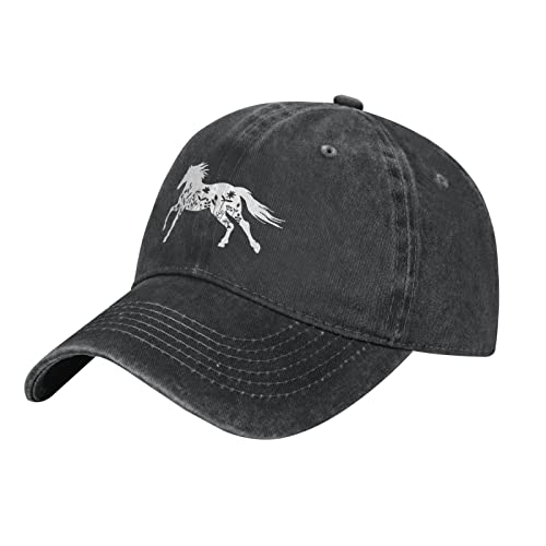 Gorra vintage ajustable con diseño floral y caballos