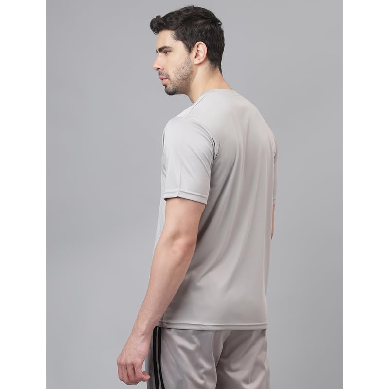 Image of ATICX Slim Fit Polyester Sports T-Shirt for Men - Round Neck Quick Dry Fit Half Sleeve Breathable Stylish Gym & Workout Tee - Lightweight Running Cycling Football Swimming Training Sportswear Top