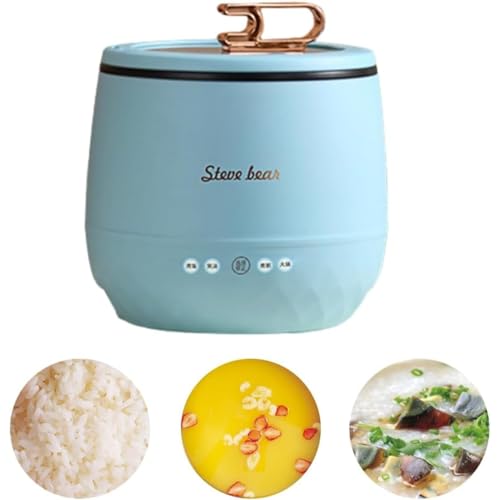 Lekolock炊飯器 小型 一人暮らし3合 ミニ炊飯器 多機能炊飯ジャー 調理鍋 搭載保温予約機能 6時間保温 早炊き 時短 省エネ K厚釜 コンパクト 白米 おかゆ 玄米 雑穀米 炊込み 350W (ライトブルー)
