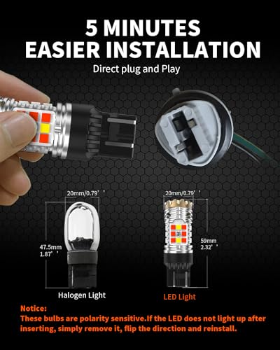 LASFIT 7443CK LED Bulb 7444CK ONLY for CK socket, Switchback Yellow/White, CANBUS LED Turn Signal Light Error Free Anti Blinker Bulb Hyper Flash(2pcs) - Thumbnail 7