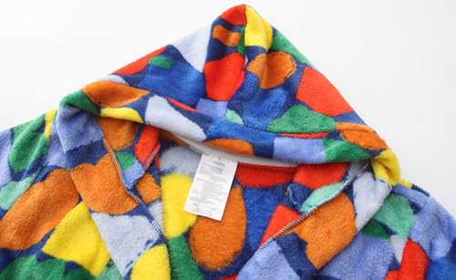 Image of Kids Hooded Bathrobe Girls Soft Plush Hooded Flannel Pajamas Sleepwear Boys Spa Robe
