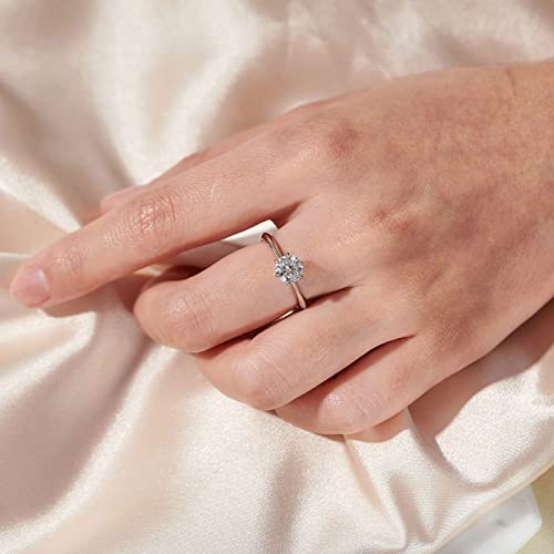 Blongme 1 Carat Moissanite Rings For Women Engagement Wedding Band 925 Sterling Silver Round Solitaire Size 7 #TOP1